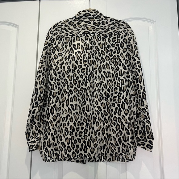 NWT Theory Classic Straight Leopard Print Silk Shirt size L - Picture 6 of 13